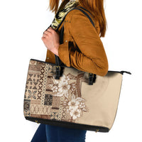 Samoa AIGA Mamanu Siapo Malu Motifs Leather Tote Bag LT7 Beige - Polynesian Pride
