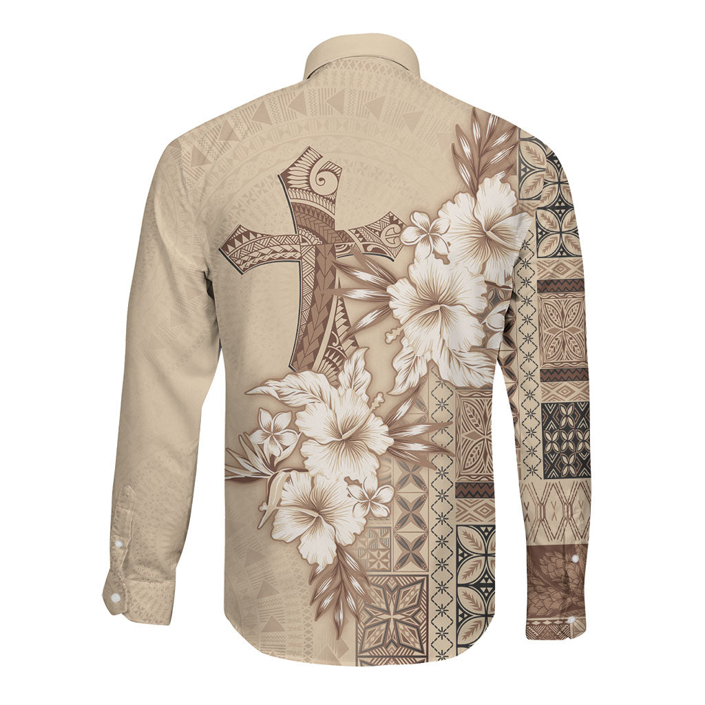 Samoa AIGA Mamanu Siapo Malu Motifs Long Sleeve Button Shirt LT7 - Polynesian Pride