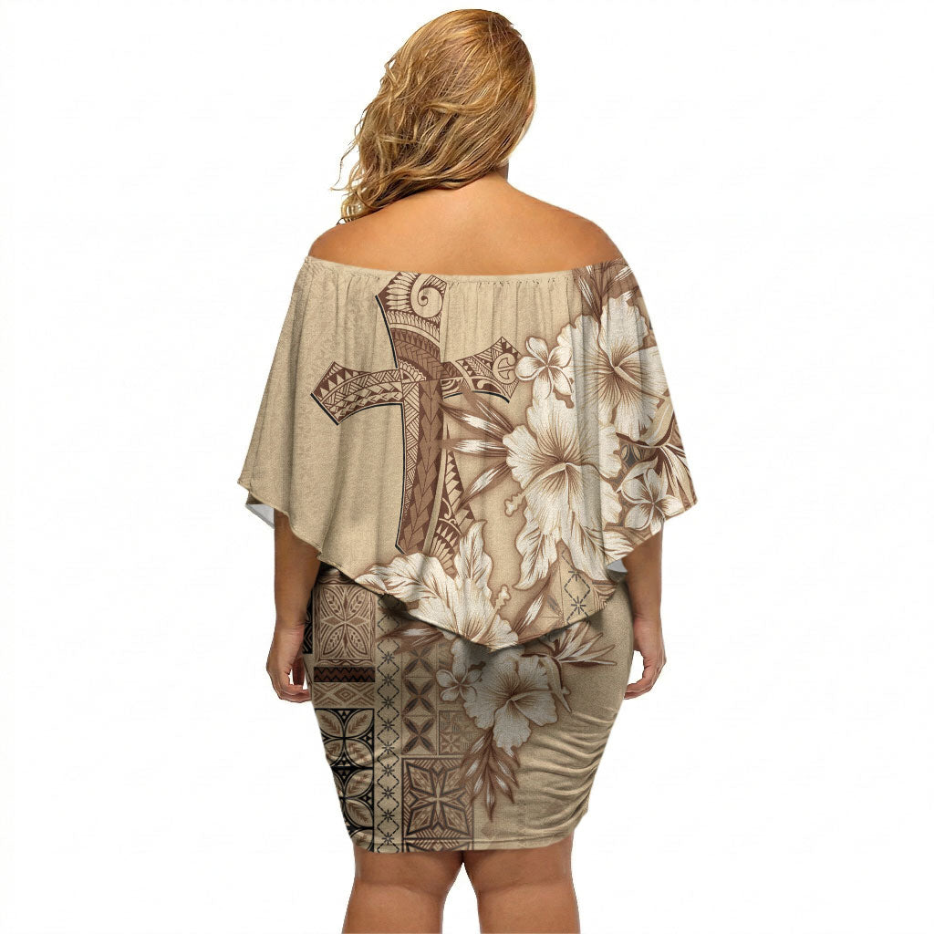 Samoa AIGA Mamanu Siapo Malu Motifs Off Shoulder Short Dress