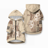 Samoa AIGA Mamanu Siapo Malu Motifs Pet Hoodie LT7 Zip-up Beige - Polynesian Pride