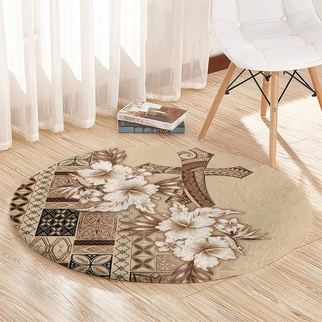 Samoa AIGA Mamanu Siapo Malu Motifs Round Carpet