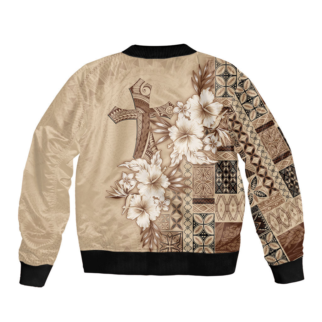 Samoa AIGA Mamanu Siapo Malu Motifs Sleeve Zip Bomber Jacket