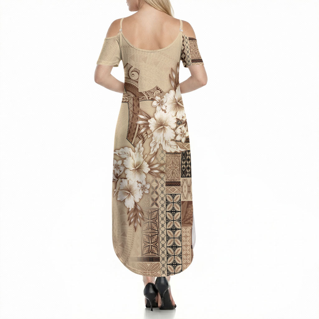 Samoa AIGA Mamanu Siapo Malu Motifs Summer Maxi Dress LT7 - Polynesian Pride