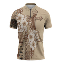 Samoa AIGA Mamanu Siapo Malu Motifs Zipper Polo Shirt