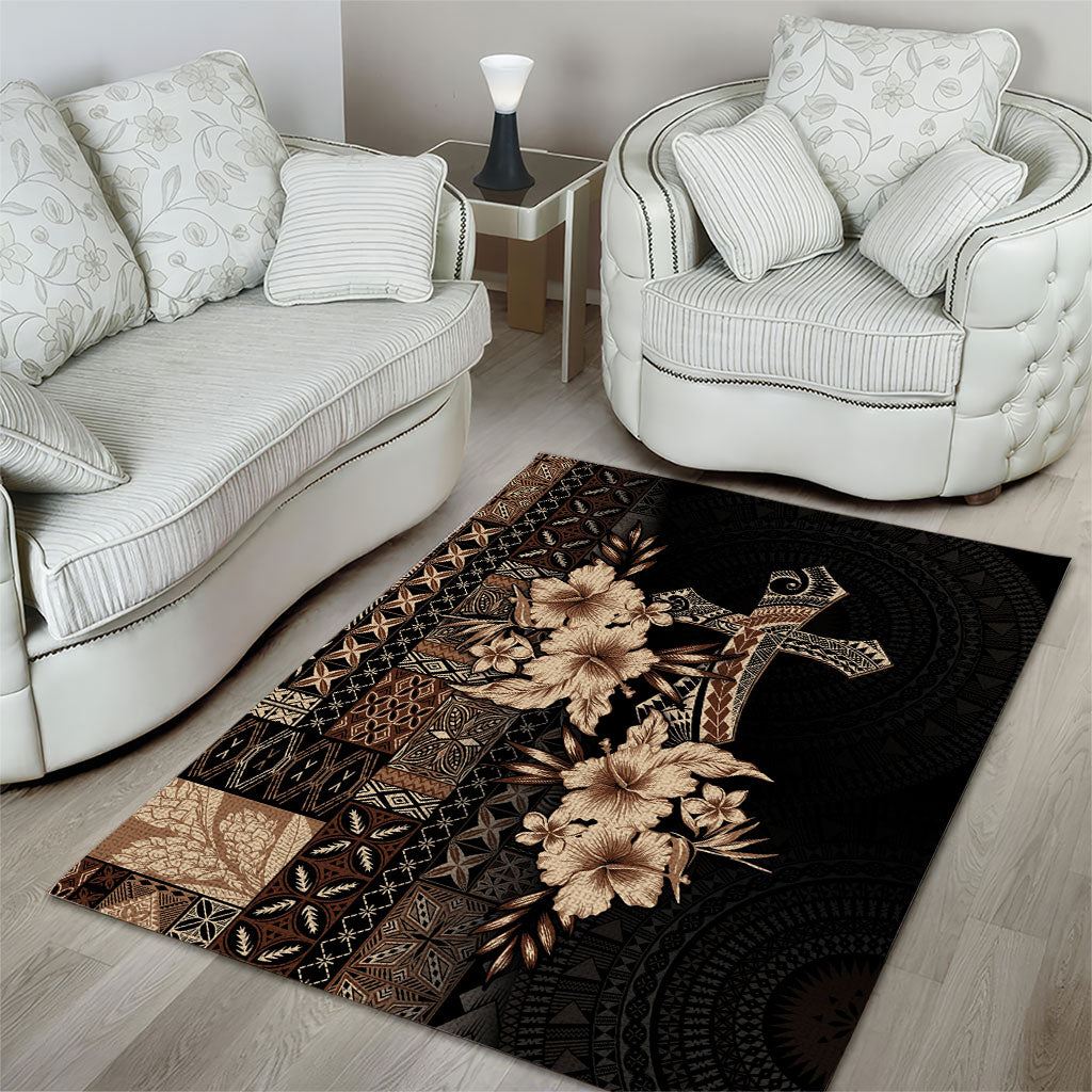 Samoa AIGA Mamanu Siapo Malu Motifs Area Rug Black Ver