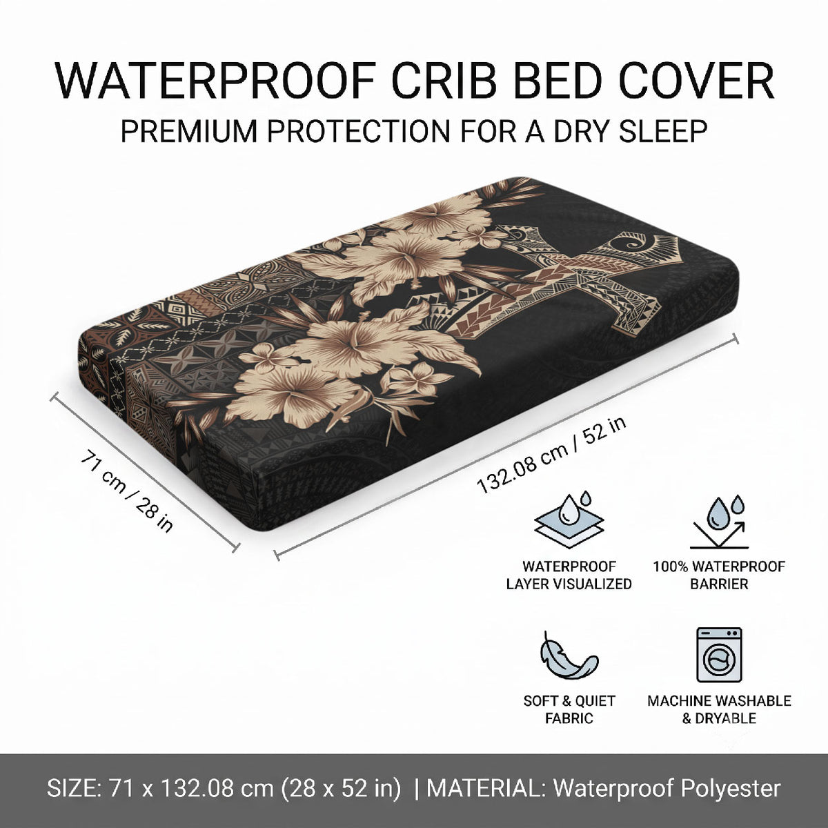 Samoa AIGA Mamanu Siapo Malu Motifs Baby Bed Cover Black Ver LT7 - Polynesian Pride