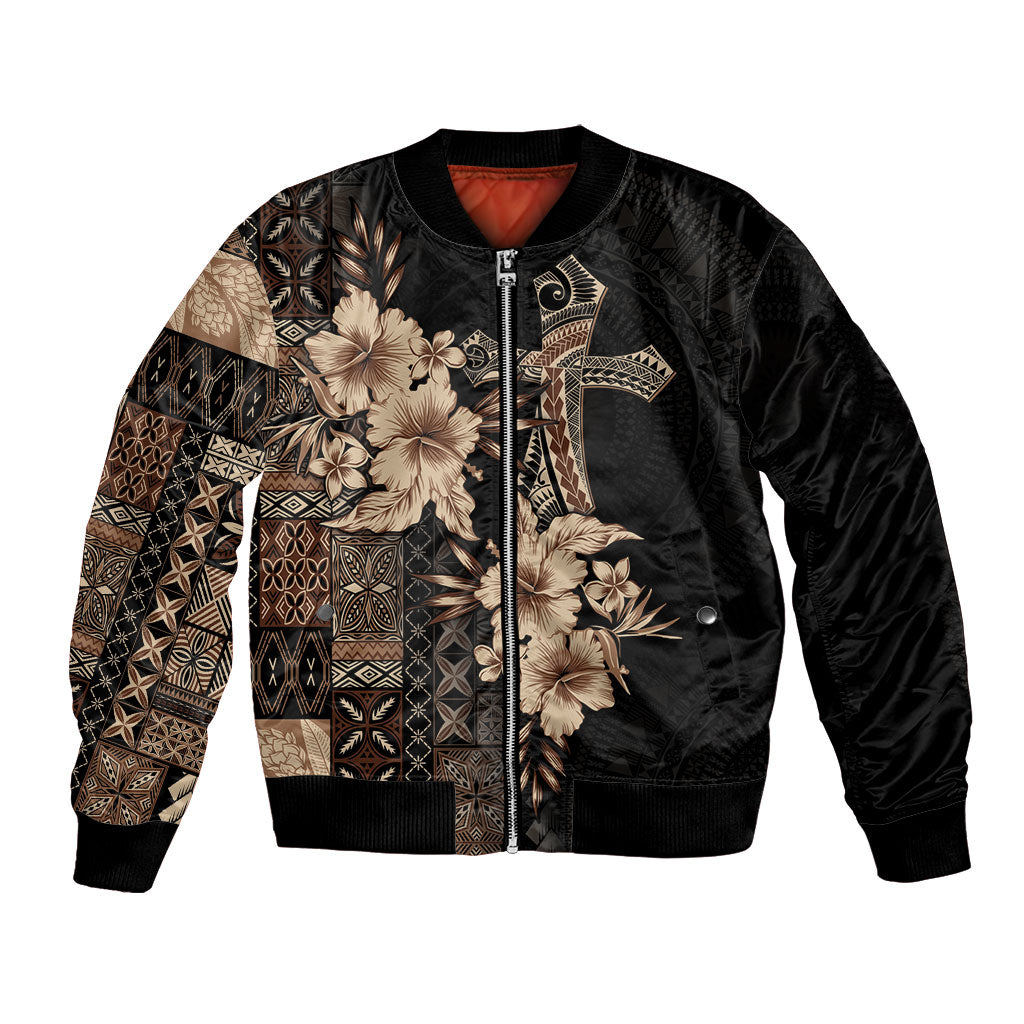 Samoa AIGA Mamanu Siapo Malu Motifs Bomber Jacket Black Ver LT7 Unisex Black - Polynesian Pride