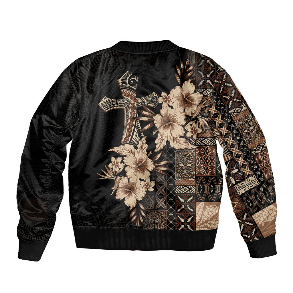Samoa AIGA Mamanu Siapo Malu Motifs Bomber Jacket Black Ver