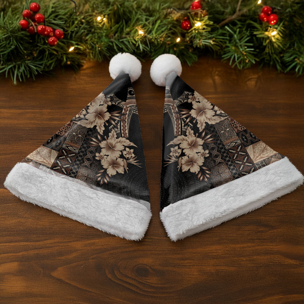 Samoa AIGA Mamanu Siapo Malu Motifs Christmas Santa Hat Black Ver LT7 - Polynesian Pride