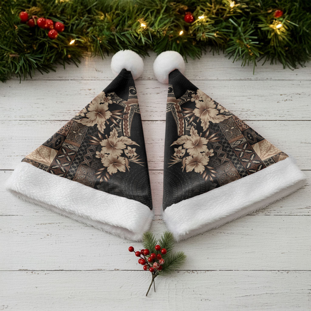 Samoa AIGA Mamanu Siapo Malu Motifs Christmas Santa Hat Black Ver LT7 - Polynesian Pride