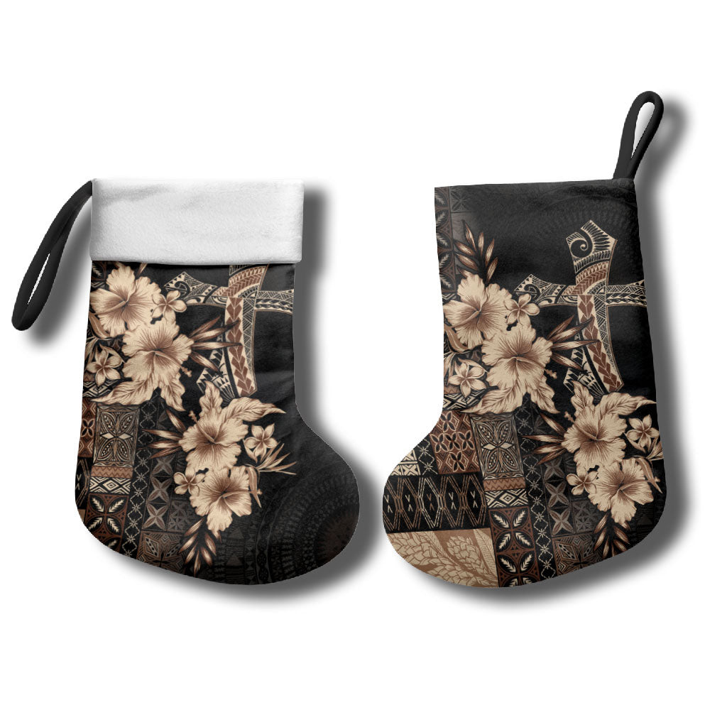 Samoa AIGA Mamanu Siapo Malu Motifs Christmas Stocking Black Ver