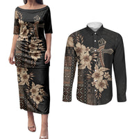 Samoa AIGA Mamanu Siapo Malu Motifs Couples Matching Puletasi and Long Sleeve Button Shirt Black Ver