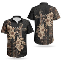 Samoa AIGA Mamanu Siapo Malu Motifs Couples Matching Summer Maxi Dress and Hawaiian Shirt Black Ver