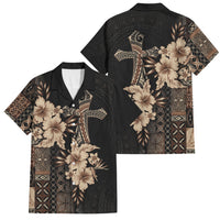 Samoa AIGA Mamanu Siapo Malu Motifs Family Matching Tank Maxi Dress and Hawaiian Shirt Black Ver