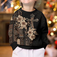 Samoa AIGA Mamanu Siapo Malu Motifs Kid Ugly Christmas Sweater Black Ver