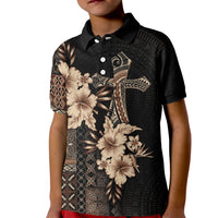 Samoa AIGA Mamanu Siapo Malu Motifs Kid Polo Shirt Black Ver LT7 Kid Black - Polynesian Pride