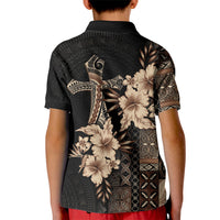 Samoa AIGA Mamanu Siapo Malu Motifs Kid Polo Shirt Black Ver LT7 - Polynesian Pride