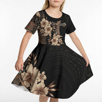 Samoa AIGA Mamanu Siapo Malu Motifs Kid Short Sleeve Dress Black Ver