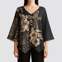 Samoa AIGA Mamanu Siapo Malu Motifs Kimono Sleeve Blouse Black Ver LT7 - Polynesian Pride