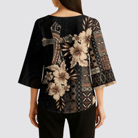 Samoa AIGA Mamanu Siapo Malu Motifs Kimono Sleeve Blouse Black Ver LT7 - Polynesian Pride