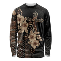 Samoa AIGA Mamanu Siapo Malu Motifs Long Sleeve Shirt Black Ver LT7 Unisex Black - Polynesian Pride