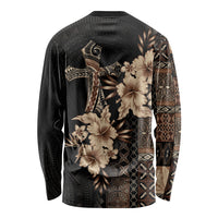 Samoa AIGA Mamanu Siapo Malu Motifs Long Sleeve Shirt Black Ver LT7 - Polynesian Pride