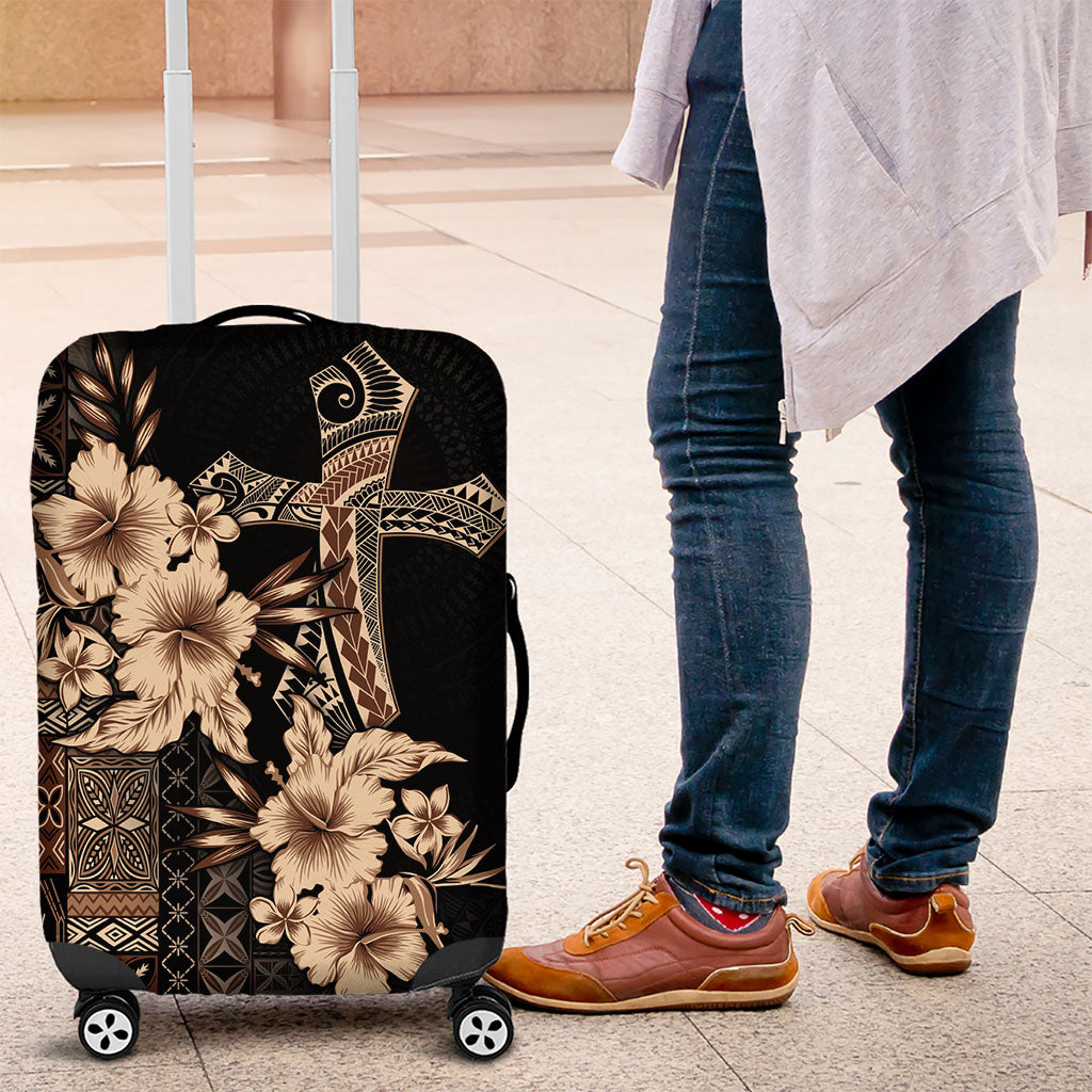 Samoa AIGA Mamanu Siapo Malu Motifs Luggage Cover Black Ver LT7 Black - Polynesian Pride