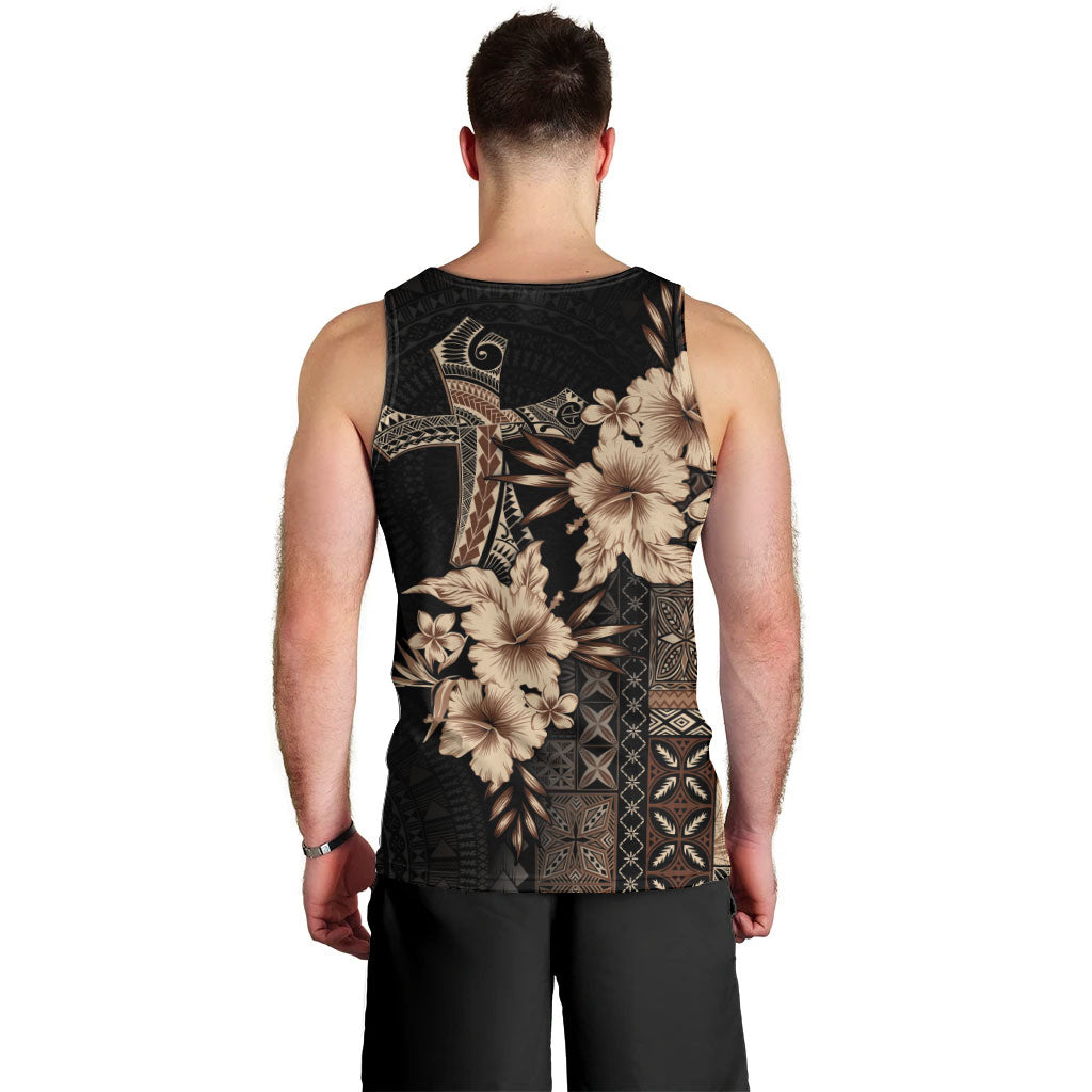 Samoa AIGA Mamanu Siapo Malu Motifs Men Tank Top Black Ver LT7 - Polynesian Pride