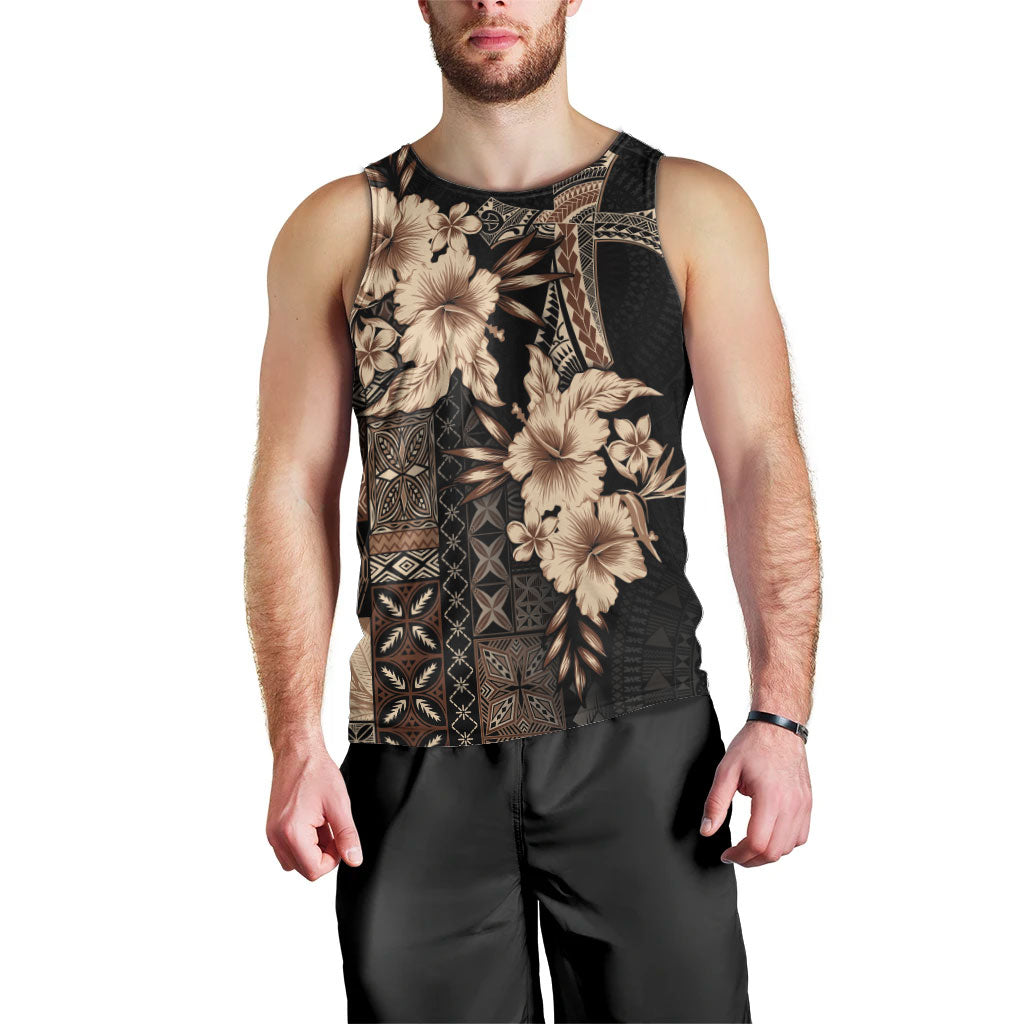 Samoa AIGA Mamanu Siapo Malu Motifs Men Tank Top Black Ver LT7 - Polynesian Pride