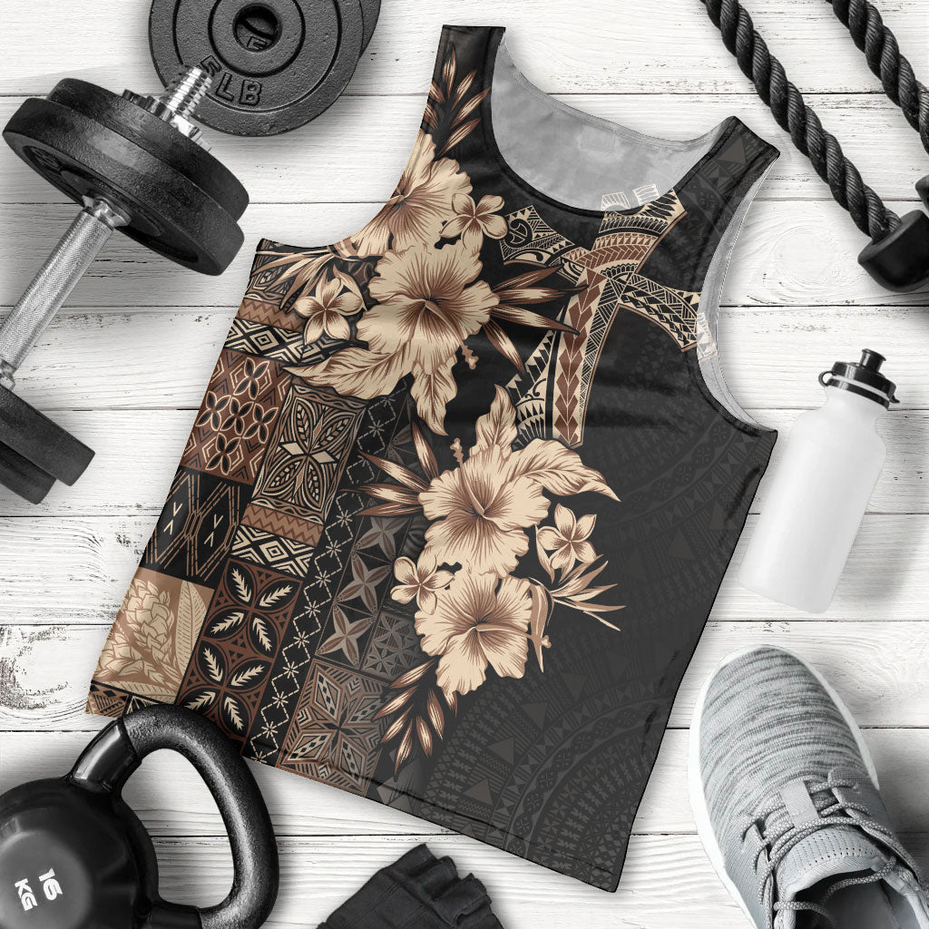 Samoa AIGA Mamanu Siapo Malu Motifs Men Tank Top Black Ver LT7 - Polynesian Pride