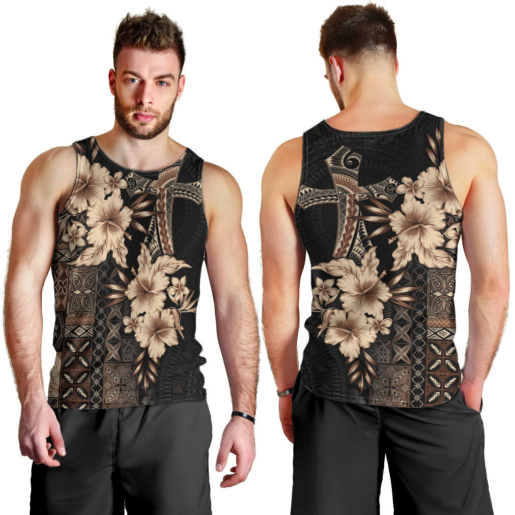 Samoa AIGA Mamanu Siapo Malu Motifs Men Tank Top Black Ver LT7 - Polynesian Pride