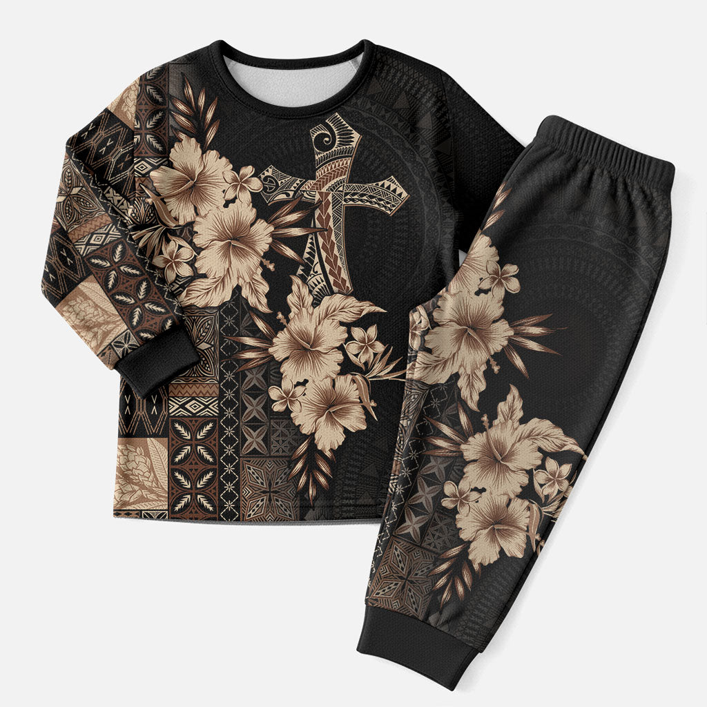 Samoa AIGA Mamanu Siapo Malu Motifs Christmas Pajama Set Black Ver LT7 Men Black - Polynesian Pride