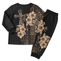 Samoa AIGA Mamanu Siapo Malu Motifs Christmas Pajama Set Black Ver LT7 - Polynesian Pride