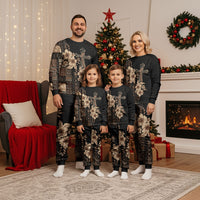 Samoa AIGA Mamanu Siapo Malu Motifs Christmas Pajama Set Black Ver LT7 - Polynesian Pride
