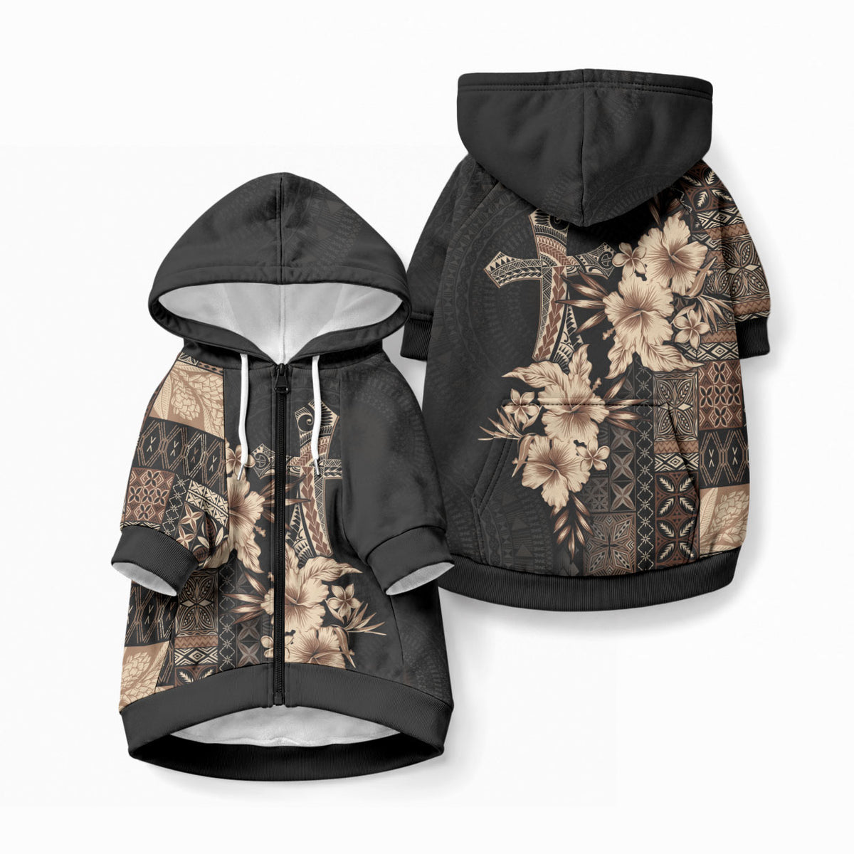 Samoa AIGA Mamanu Siapo Malu Motifs Pet Hoodie Black Ver LT7 Zip-up Black - Polynesian Pride