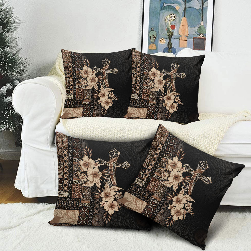 Samoa AIGA Mamanu Siapo Malu Motifs Pillow Cover Black Ver LT7 - Polynesian Pride