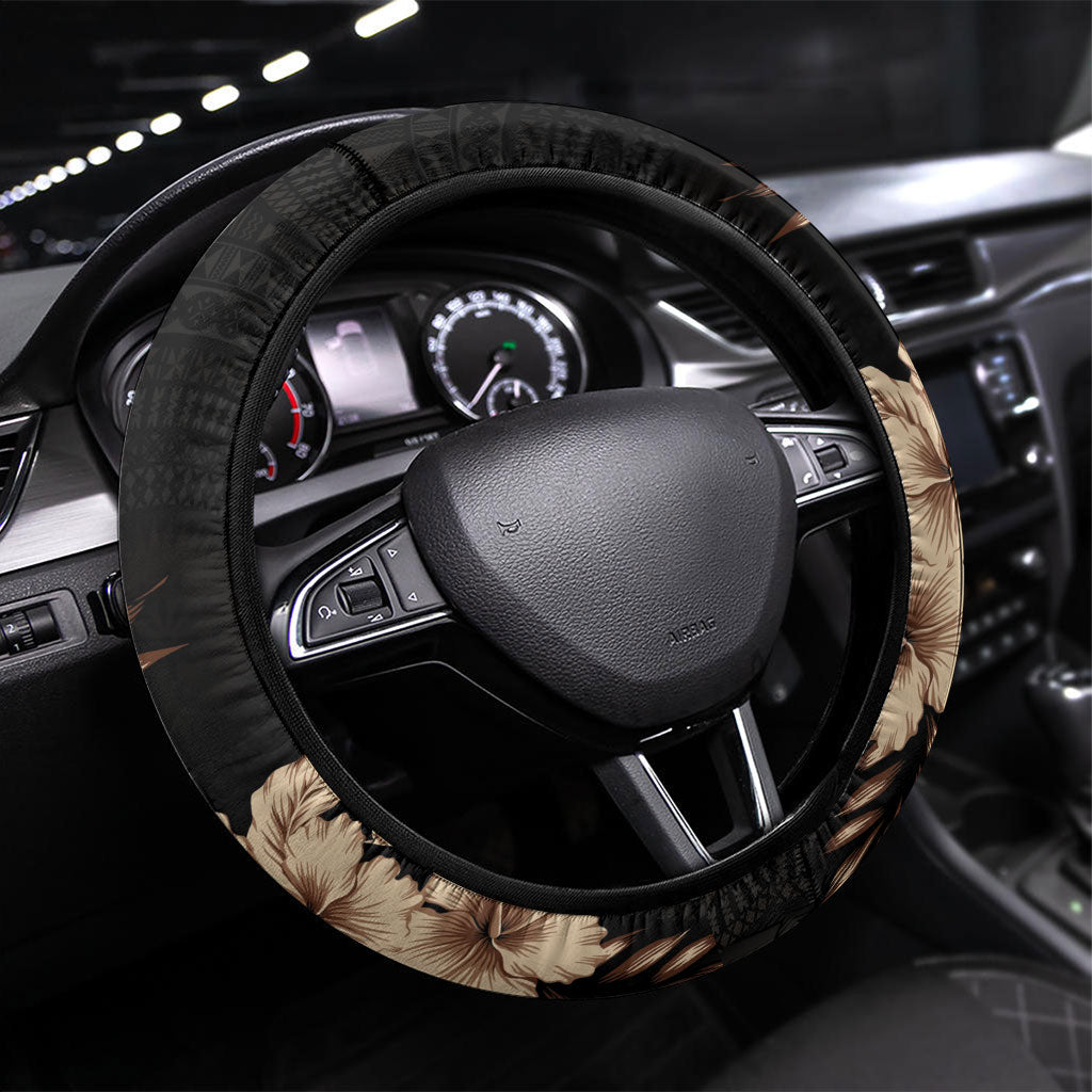 Samoa AIGA Mamanu Siapo Malu Motifs Steering Wheel Cover Black Ver LT7 Universal Fit Black - Polynesian Pride
