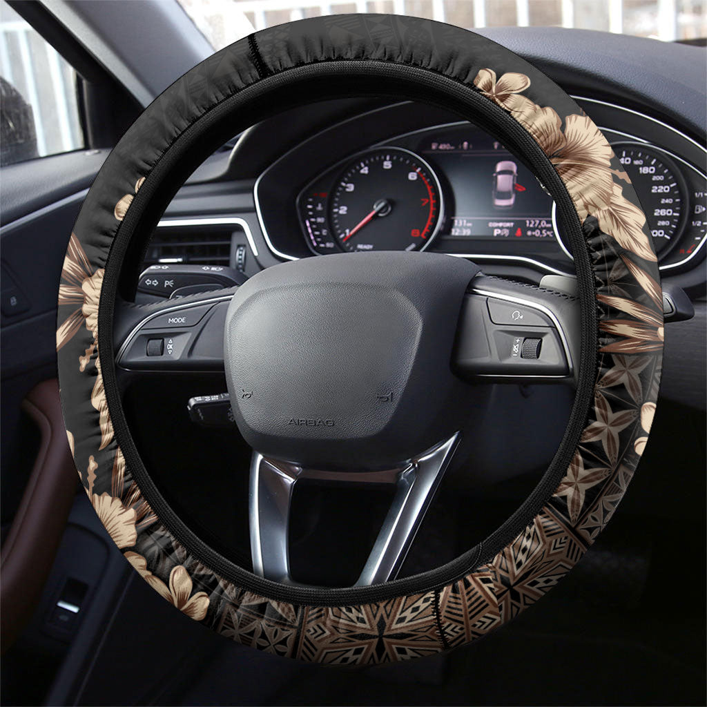 Samoa AIGA Mamanu Siapo Malu Motifs Steering Wheel Cover Black Ver LT7 - Polynesian Pride