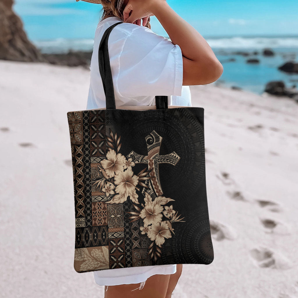 Samoa AIGA Mamanu Siapo Malu Motifs Tote Bag Black Ver LT7 - Polynesian Pride