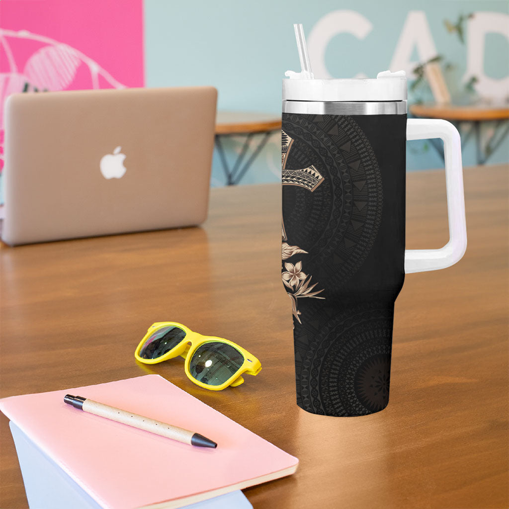 Samoa AIGA Mamanu Siapo Malu Motifs Tumbler With Handle Black Ver LT7 - Polynesian Pride
