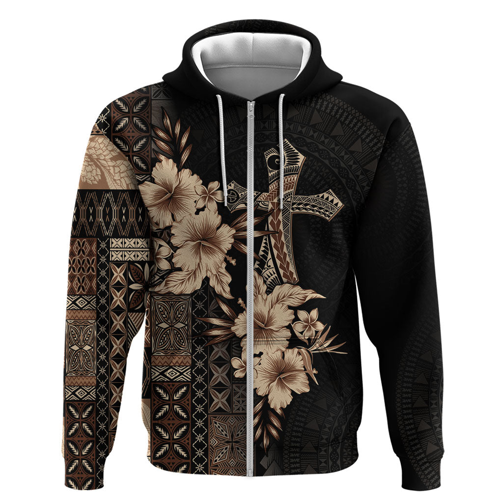 Samoa AIGA Mamanu Siapo Malu Motifs Zip Hoodie Black Ver LT7 Zip Hoodie Black - Polynesian Pride