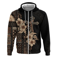 Samoa AIGA Mamanu Siapo Malu Motifs Zip Hoodie Black Ver LT7 Zip Hoodie Black - Polynesian Pride
