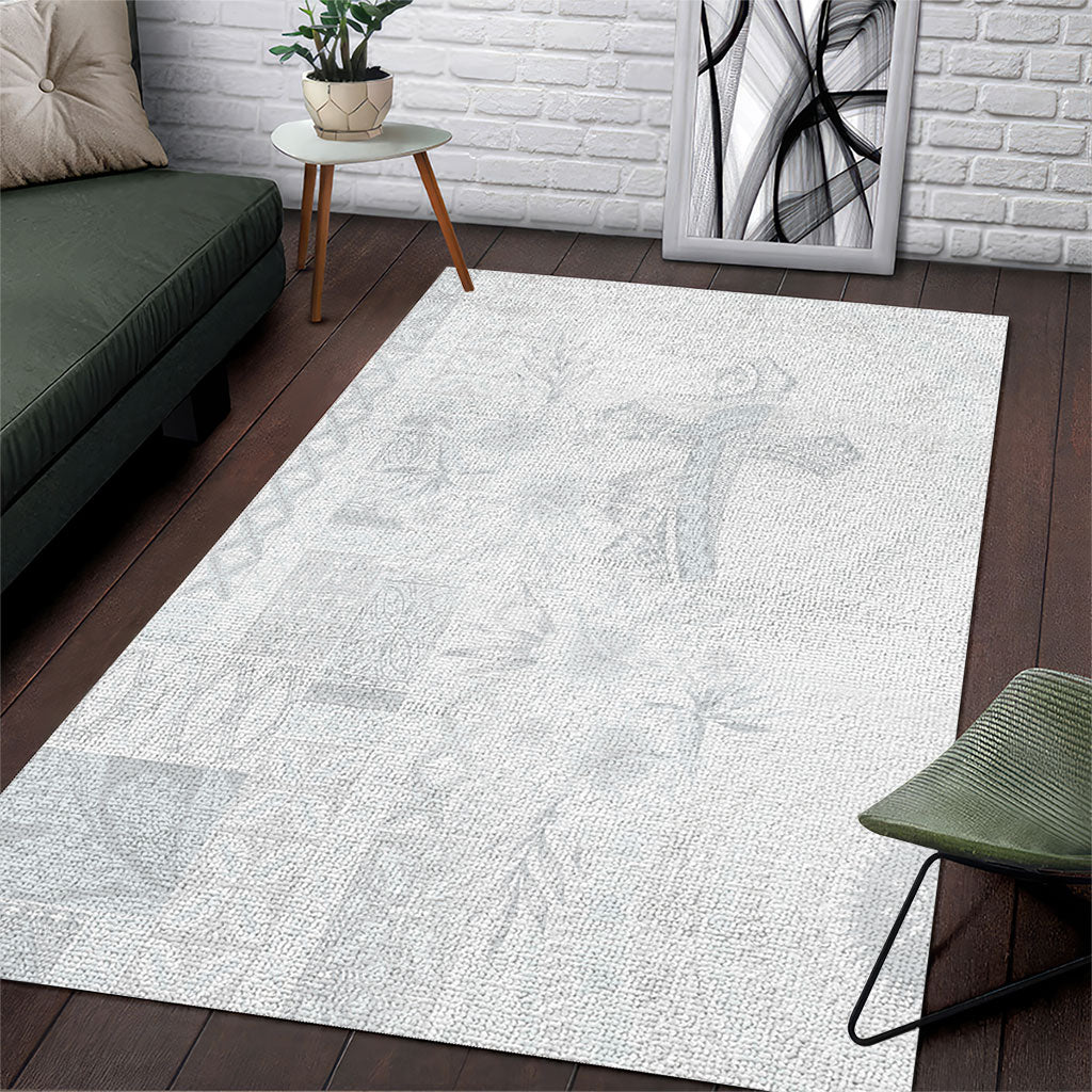 Samoa AIGA Mamanu Siapo Malu Motifs Area Rug Lotu a Tamaiti White Ver LT7 White - Polynesian Pride