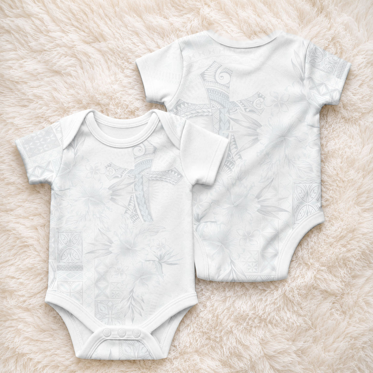 Samoa AIGA Mamanu Siapo Malu Motifs Baby Onesie Lotu a Tamaiti White Ver