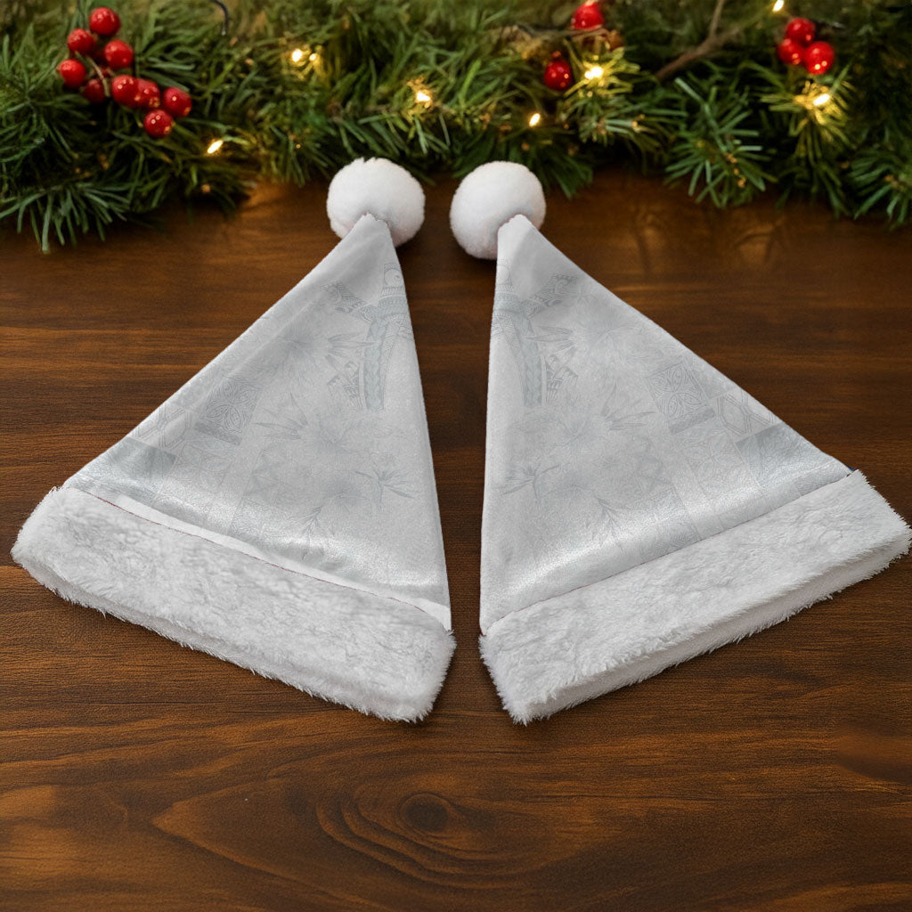 Samoa AIGA Mamanu Siapo Malu Motifs Christmas Santa Hat Lotu a Tamaiti White Ver