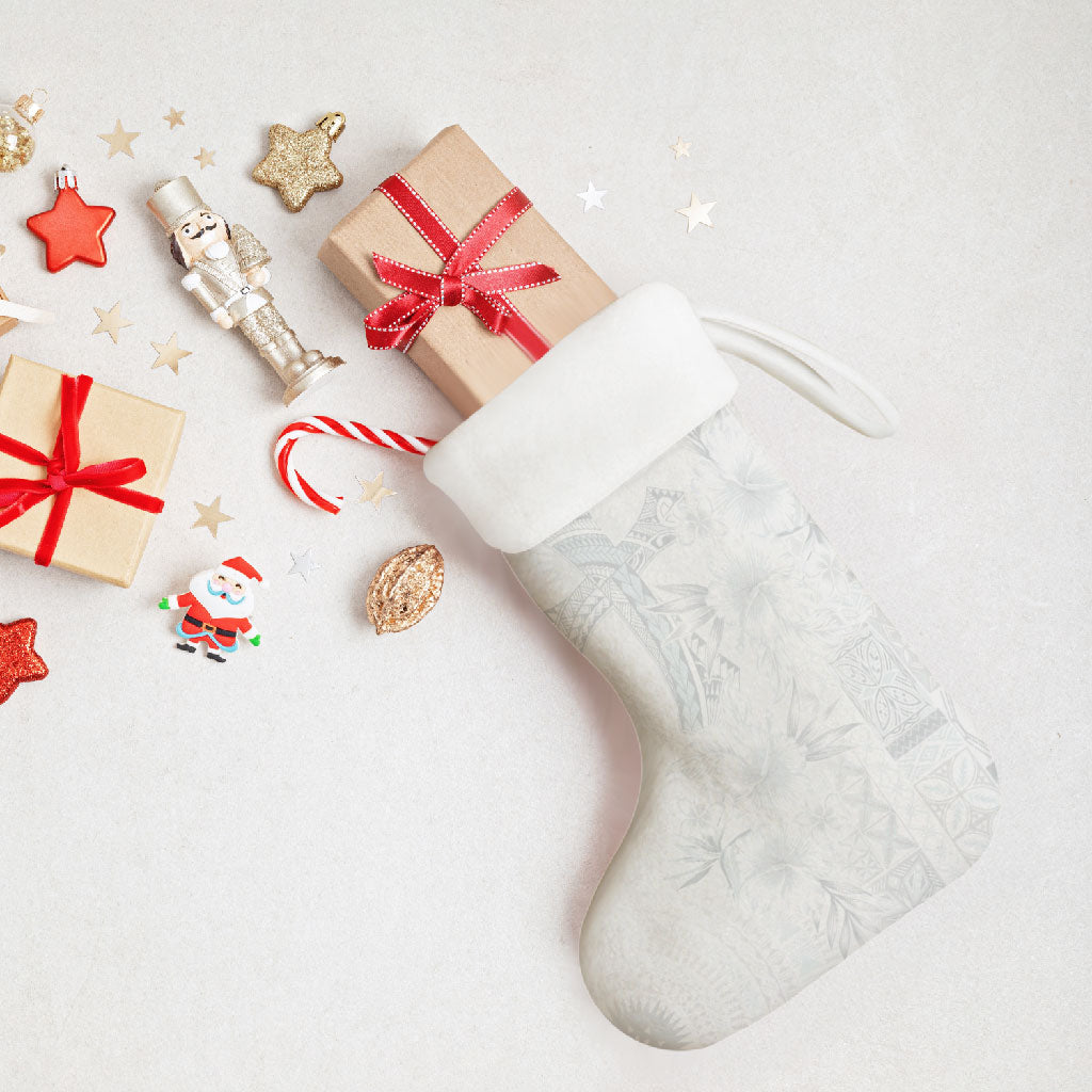 Samoa AIGA Mamanu Siapo Malu Motifs Christmas Stocking Lotu a Tamaiti White Ver