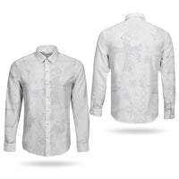 Samoa AIGA Mamanu Siapo Malu Motifs Couples Matching Off Shoulder Short Dress and Long Sleeve Button Shirt Lotu a Tamaiti White Ver
