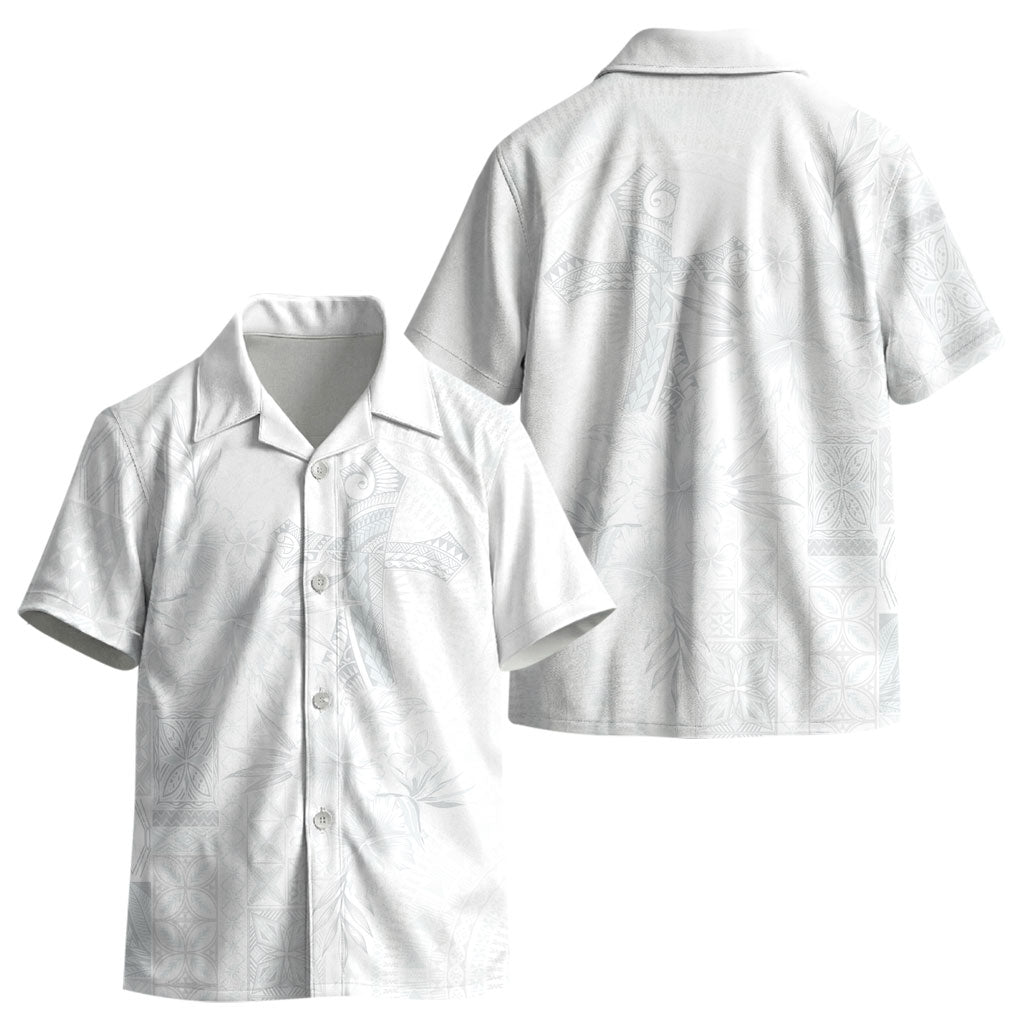 Samoa AIGA Mamanu Siapo Malu Motifs Kid Hawaiian Shirt Lotu a Tamaiti White Ver