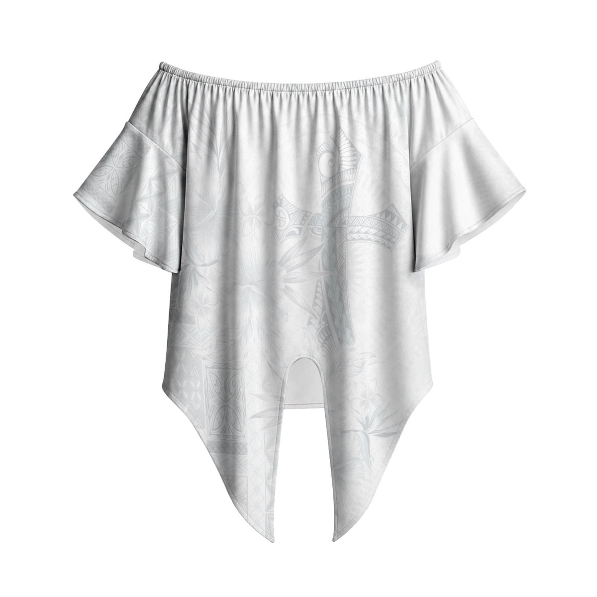 Samoa AIGA Mamanu Siapo Malu Motifs Off Shoulder Wrap Waist Top Lotu a Tamaiti White Ver