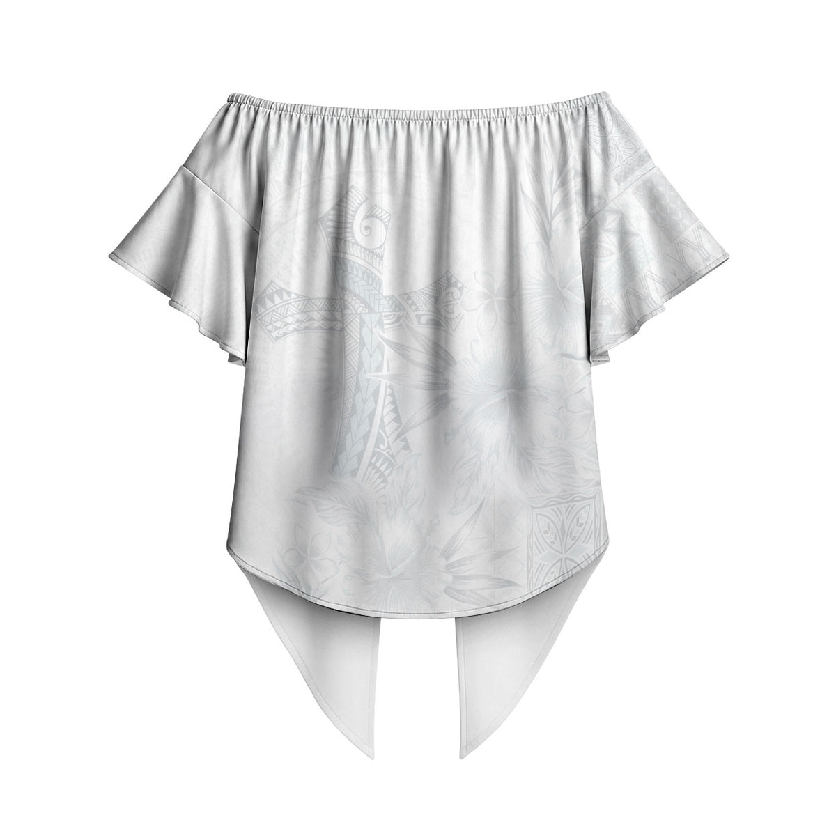 Samoa AIGA Mamanu Siapo Malu Motifs Off Shoulder Wrap Waist Top Lotu a Tamaiti White Ver